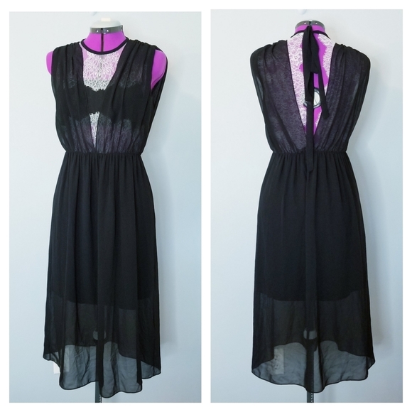 Sandro Lace Bodice / Back Tie Coctail Dress - Picture 2 of 11